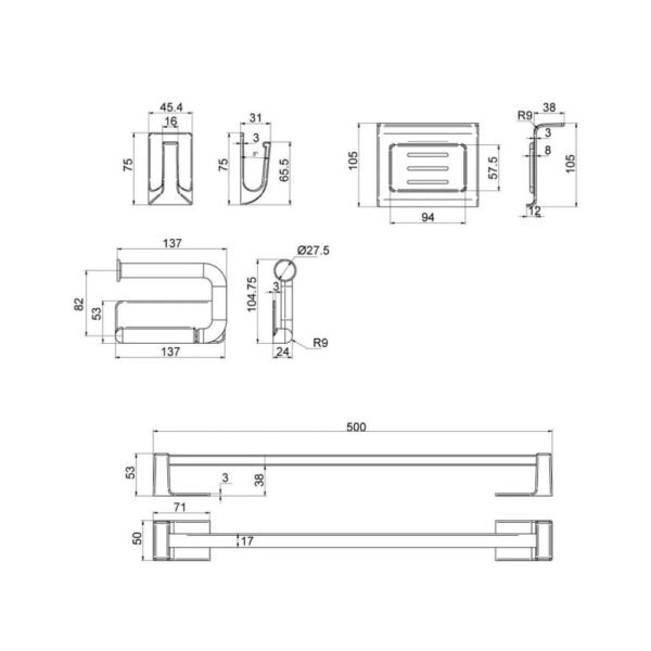 KIT ACCESORIO BAÑO 4PZAS PVC ITALGRIF - Imagen 2