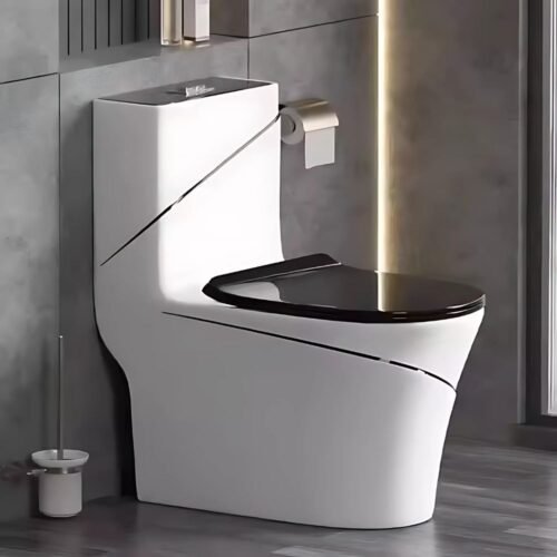 INODORO ONE PIECE MINIMALISTA BLANCO Y NEGRO 74x66x36 cm