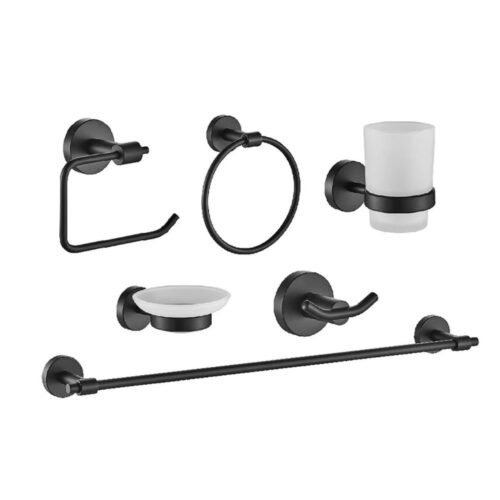 Kits de Baño 6 Piezas Acero Negro satinado