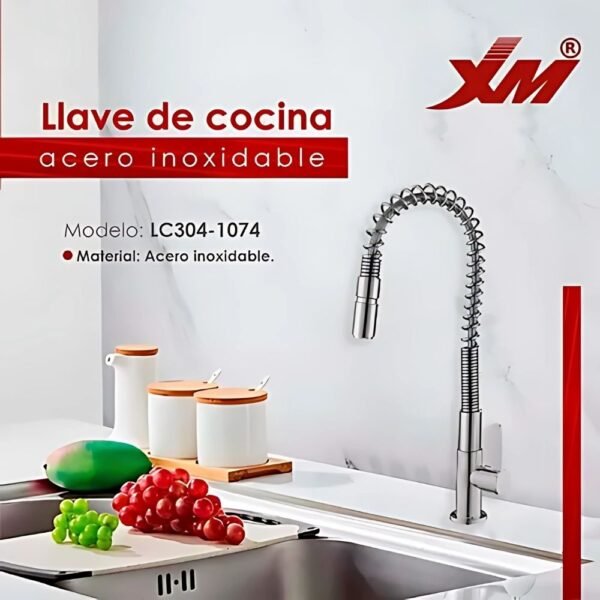 LLAVE DE COCINA RESORTE MUEBLE CROMADO PICO ALTO - XM - LC304-1074 - Imagen 3