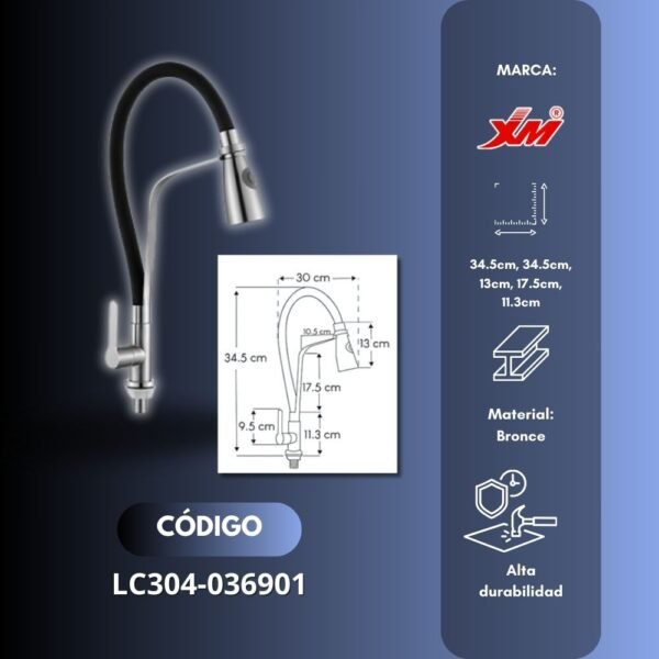 LLAVE GANSO AL MUEBLE NEGRO LC304-036901 - XM - Imagen 2