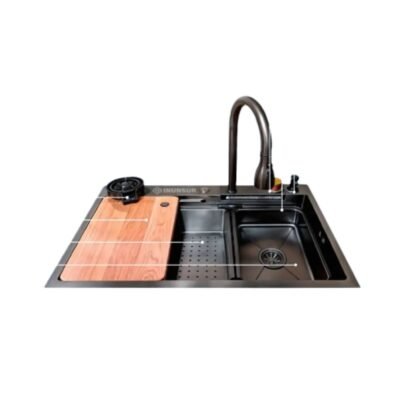 Lavadero Multifuncional de Cocina Acero Negro Inoxidable S304