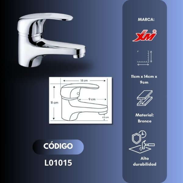 Llave para Baño Bronce Cromado - XM - L01015 - Imagen 2