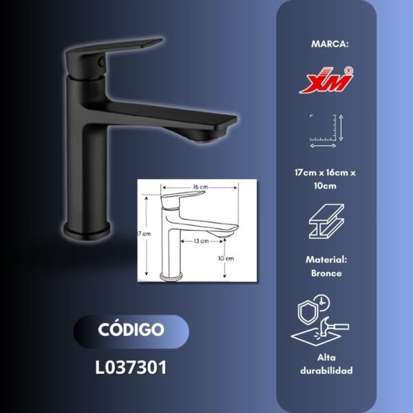 Llave para Baño Negro Mate - XM - L037301 - Imagen 2