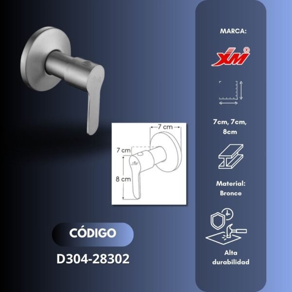 Llave para Ducha en Acero Inoxidable Satinado - XM - D304-28302 - Imagen 2