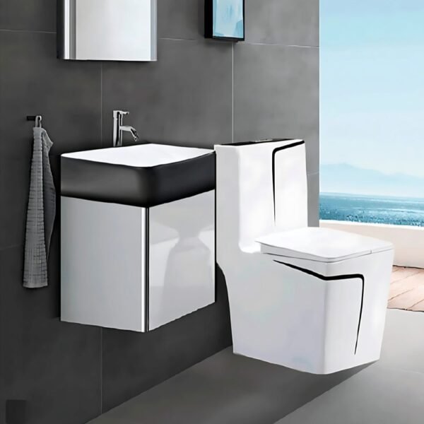 COMBO MUEBLE LAVADERO + INODORO BLACK AND WHITE