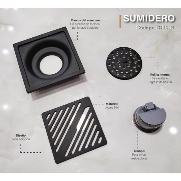 Sumidero rayo black 10x10cm - Imagen 2