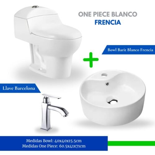 Combo One Piece Blanco -FRENCIA + Bowl Barit + Llave Barcelona