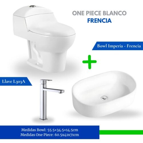 Combo One Piece Blanco -FRENCIA + Bowl Imperia + Llave L3030A