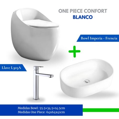 Combo One Piece Confort Blanco + Bowl Imperia + Llave L3030A