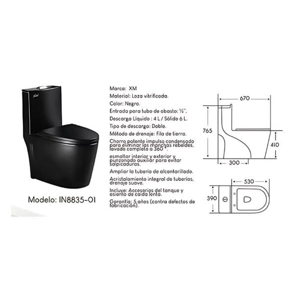INODORO NEGRO IN8835-01 - XM - Imagen 2