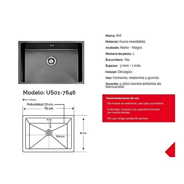 LAVADERO DE COCINA US01-7646 - XM - Imagen 2