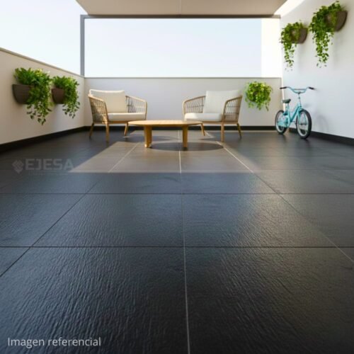 PORCELANATO NEGRO TEXTURA 60X60cm – 1.44m2 – MATE
