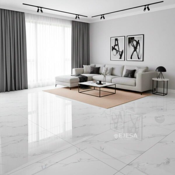 WHITE CARRARA PORCELAIN 60X120cm 2.16m2 XL VITRIFIED - Imagen 2