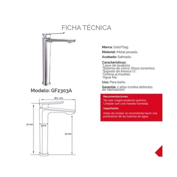 Llave para Baño - GF2303A - XM - Imagen 2