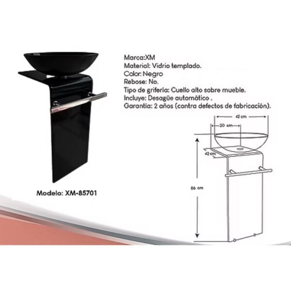 MUEBLE LAVABO PEDESTAL DE VIDRIO XM-85701 - Imagen 2