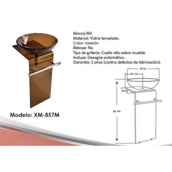 MUEBLE LAVABO PEDESTAL DE VIDRIO XM-857M - Imagen 2