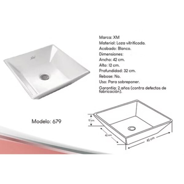 BOWL LAVAMANO OVALIN DE LOZA LZ-679 - XM - Imagen 3