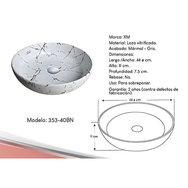 BOWL DE LOZA 353-40BN - XM - Imagen 2