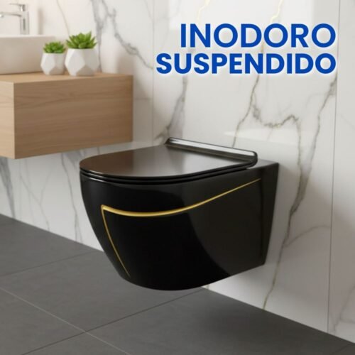 INODORO SUSPENDIDO NEGRO/ VELA DORADA – BSA1207