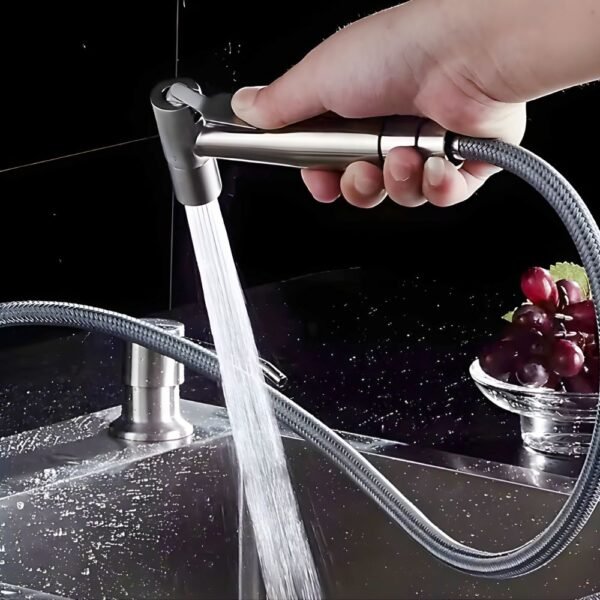LLAVE MEZCLADORA 2 SALIDAS/MANG. EXTENSIBLE /ACERO INOX. BSA4413 – IMPORTADO - Imagen 4