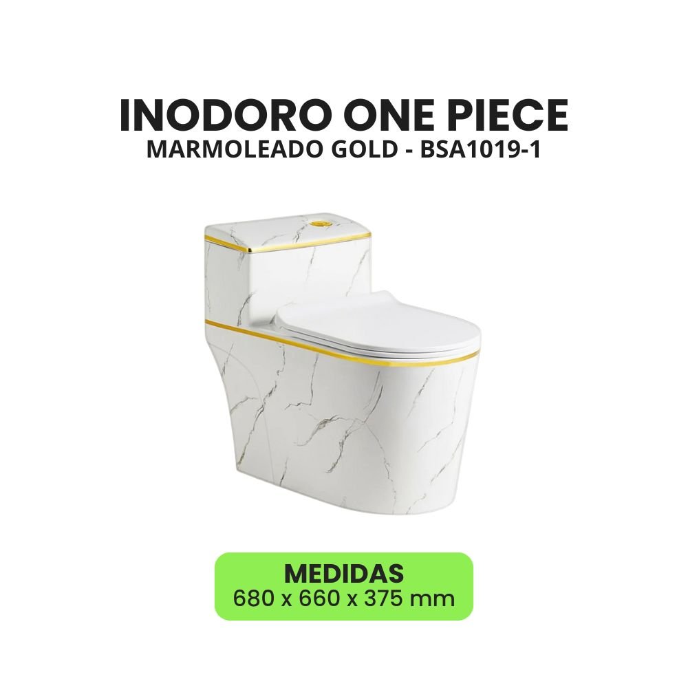COMBO – INODORO ONE PIECE MARMOL + BOWL OVALADO + LLAVE MEZCLADORA DORADA - Imagen 2