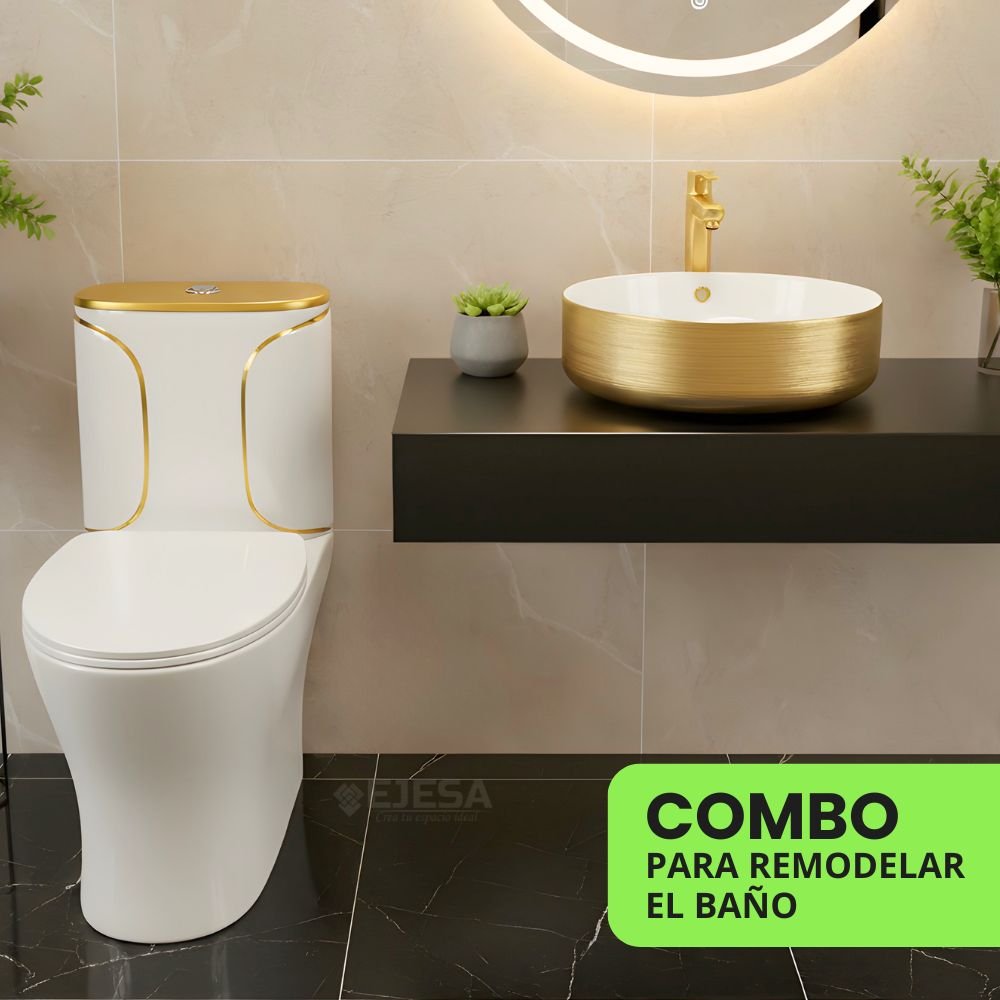 COMBO – INODORO ONE PIECE GOLD + BOWL REDONDO GOLDEN