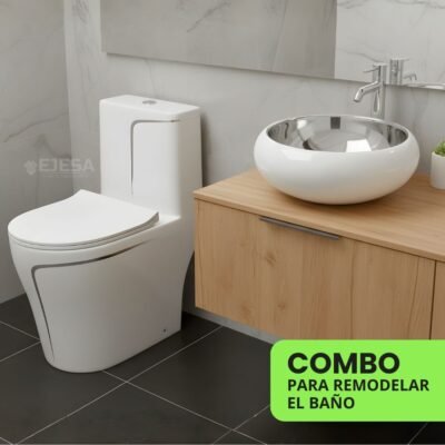 COMBO – INODORO ONE PIECE + BOWL CIRCULAR SILVER/BLANCO