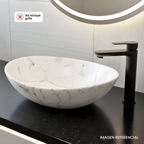 BOWL OVALADO MARMOL BLANCO | MATE – BSB2702