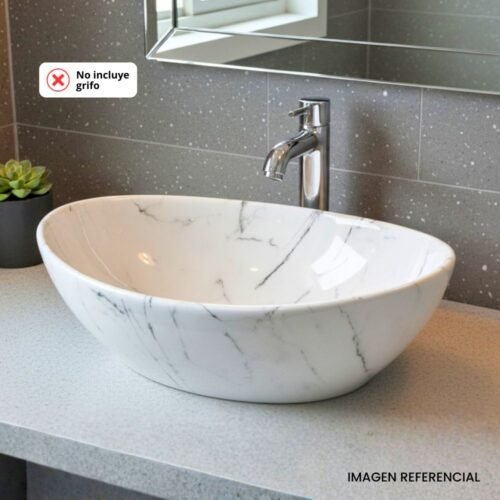 BOWL OVALADO MARMOL BLANCO | BRILLANTE – BSB2702LG