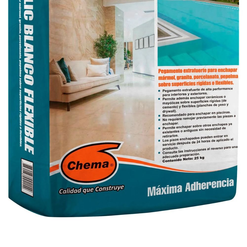 Pegamento para Cerámicas o Porcelanatos | Blanco Flexible 25kg - Chema - Imagen 3