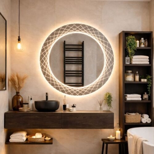 ESPEJO LUZ LED REDONDO LINES 60x60cm | 3 LUCES | TÁCTIL – BSA6172