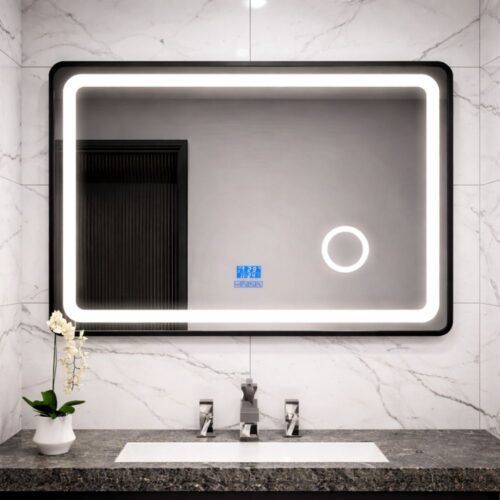 ESPEJO LUZ LED RECTANG. BLACK 60x80cm | 3 LUCES | TÁCTIL | PARLANTE | BSA6188-B