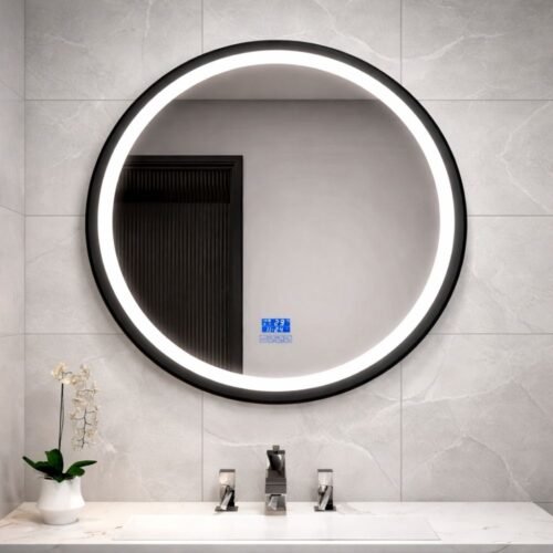 ESPEJO LUZ LED CIRCULAR BLACK 70x70cm | 3 TONOS | TÁCTIL | PARLANTE | BSA6189-B