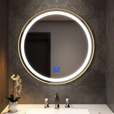 ESPEJO LUZ LED CIRCULAR GOLD 70x70cm | 3 TONOS | TÁCTIL | PARLANTE | BSA6189-G