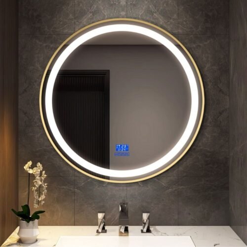 ESPEJO LUZ LED CIRCULAR GOLD 70x70cm | 3 TONOS | TÁCTIL | PARLANTE | BSA6189-G