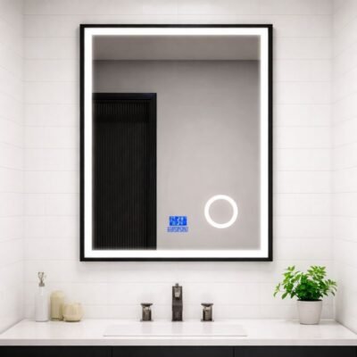 ESPEJO LUZ LED RECTANG. BLACK 60x80cm | 3 LUCES | TÁCTIL | PARLANTE | BSA6190-B