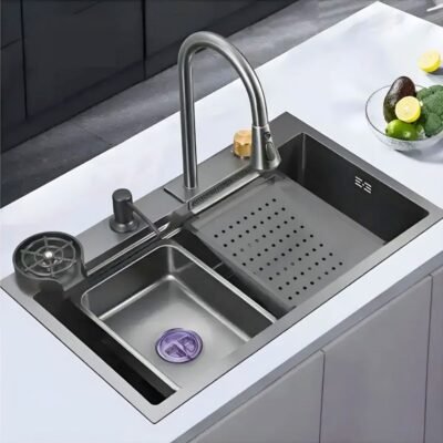 Combo Lavadero de cocina multifuncional | Gris | Acero inox + Accesorios – BSA6032