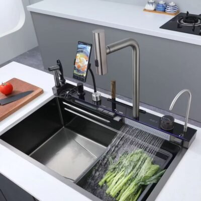 Combo Lavadero de cocina multifuncional completo | Gris | Acero inox + Accesorios – BSA6034