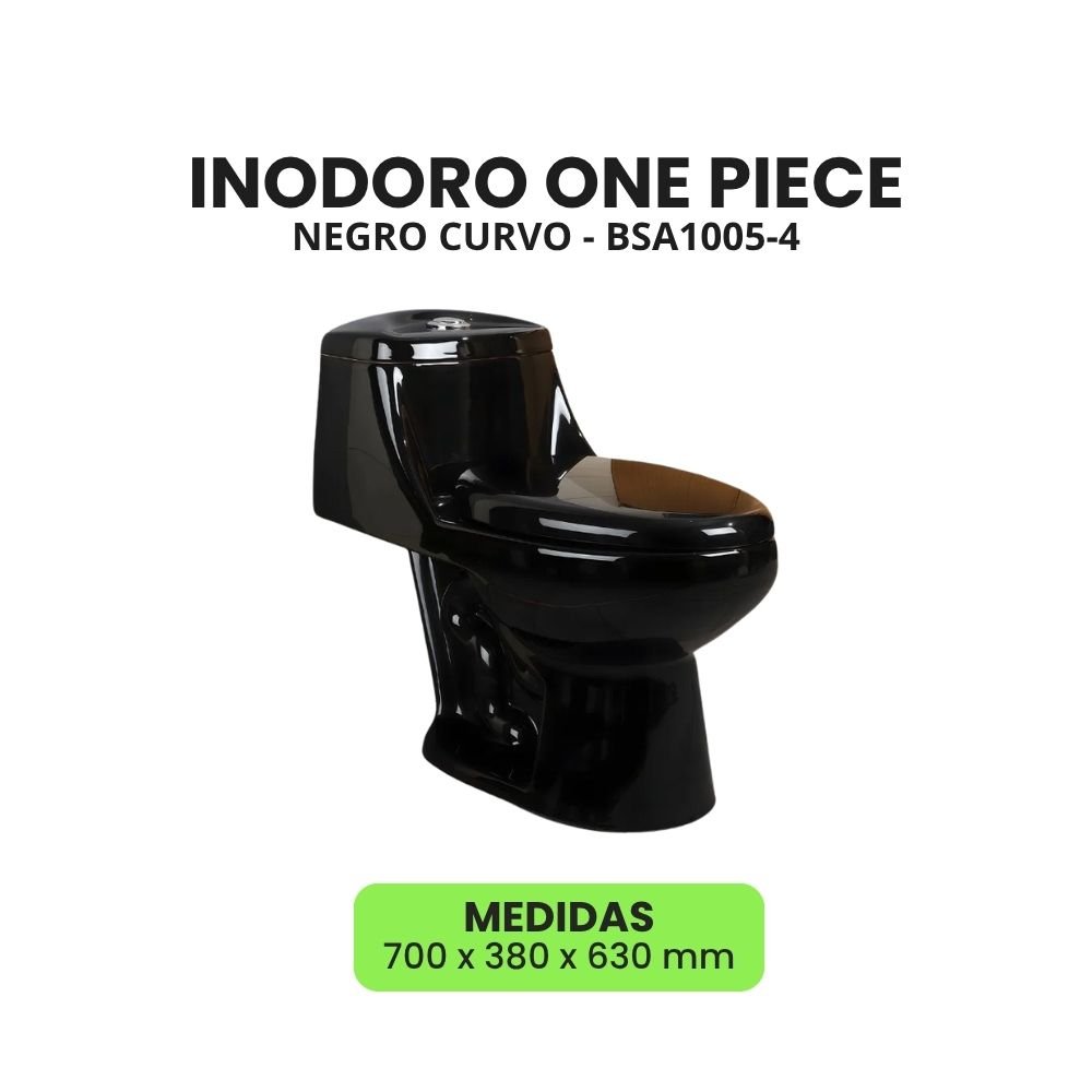 COMBO – INODORO ONE PIECE NEGRO CURVO + BOWL RECTANGULAR NEGRO MARMOL - Imagen 2