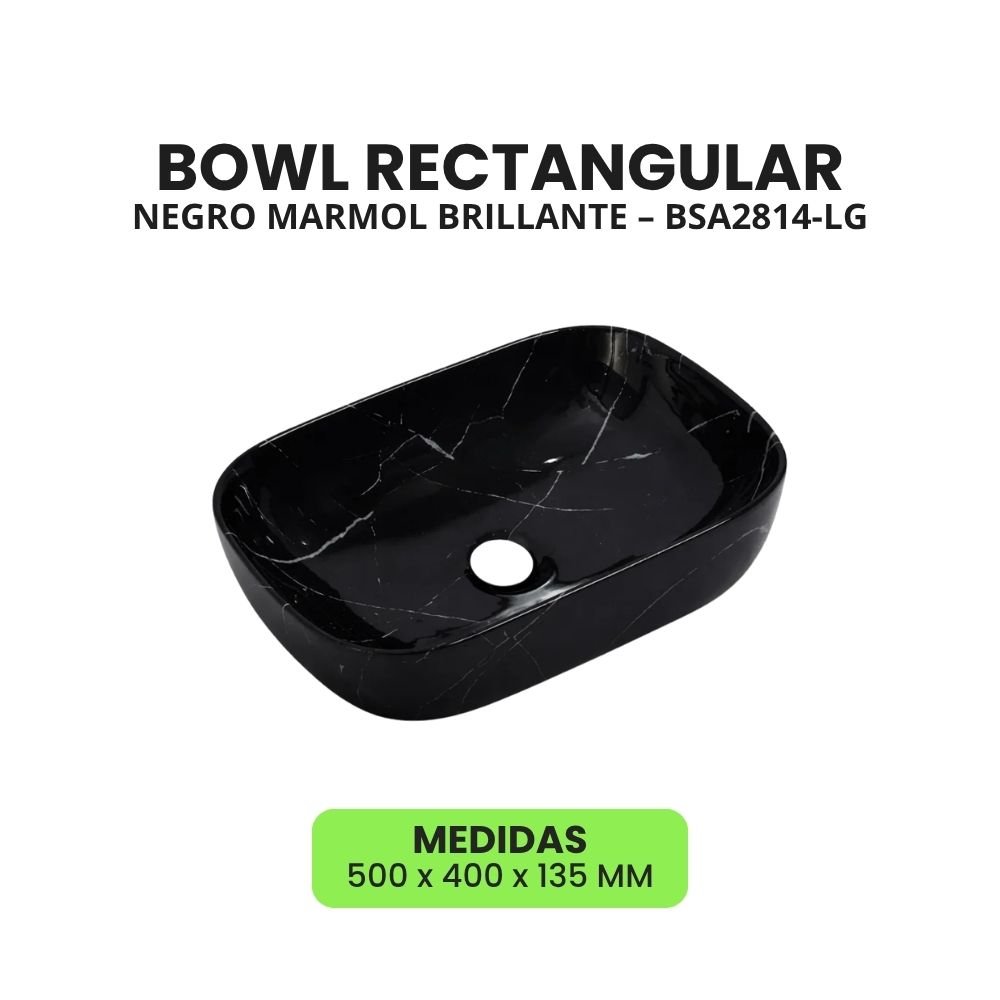 COMBO – INODORO ONE PIECE NEGRO CURVO + BOWL RECTANGULAR NEGRO MARMOL - Imagen 3