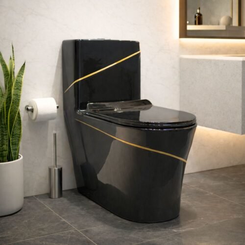 INODORO ONE PIECE | NEGRO GOLD – BSA1024