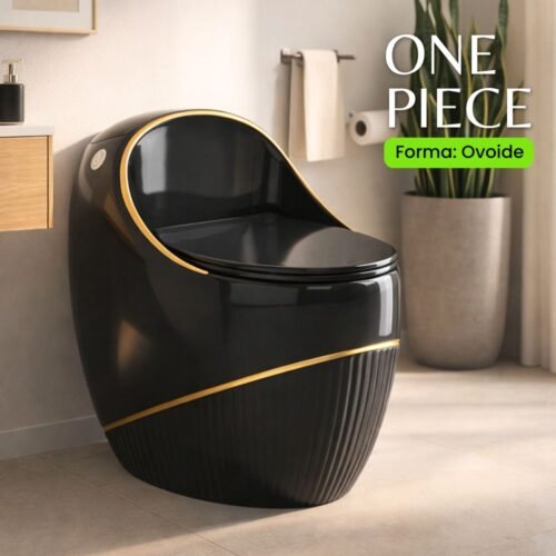 INODORO ONE PIECE | OVALADO NEGRO GOLD – BSA1236
