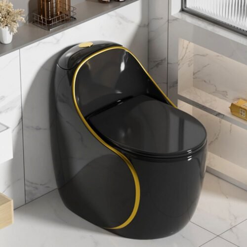 INODORO ONE PIECE | OVOIDE NEGRO GOLD – BSA1237