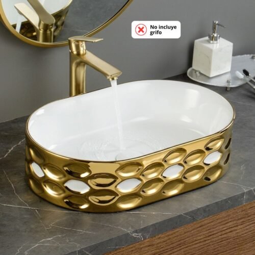 BOWL OVALADO GRANDE | DORADO Y BLANCO – BSB2668-2