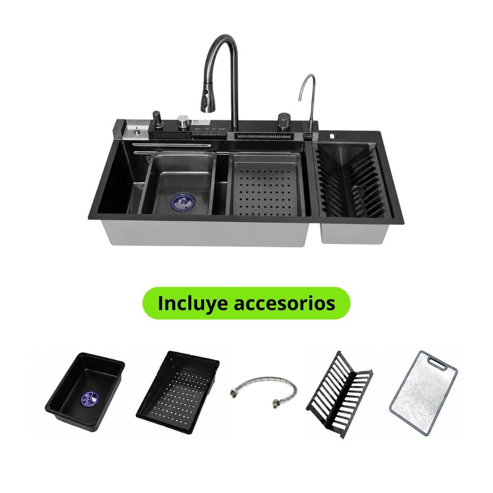 Combo Lavadero de cocina multifuncional | Negro | Acero inox + Accesorios – BSA6036 - Imagen 3