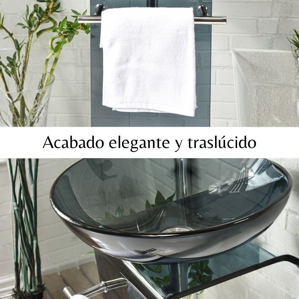 MUEBLE LAVABO PEDESTAL DE VIDRIO | BOWL GRIS – IMPORTADO - Imagen 2