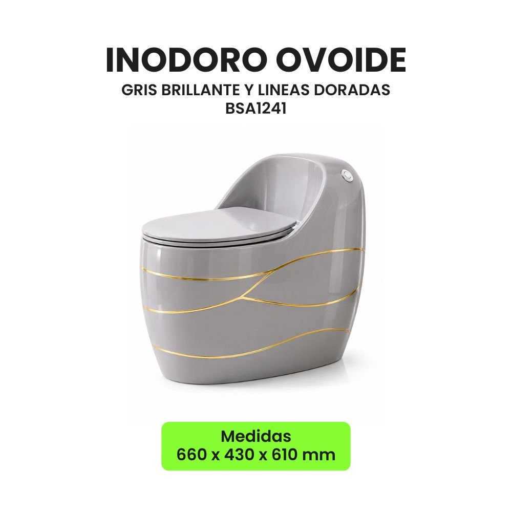 INODORO ONE PIECE | GRIS CON DORADO - BSA1241 - Imagen 2