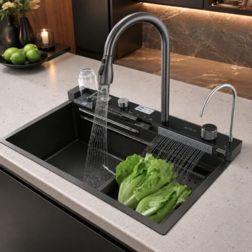 Lavadero de cocina multifuncional 5 teclas – Negro