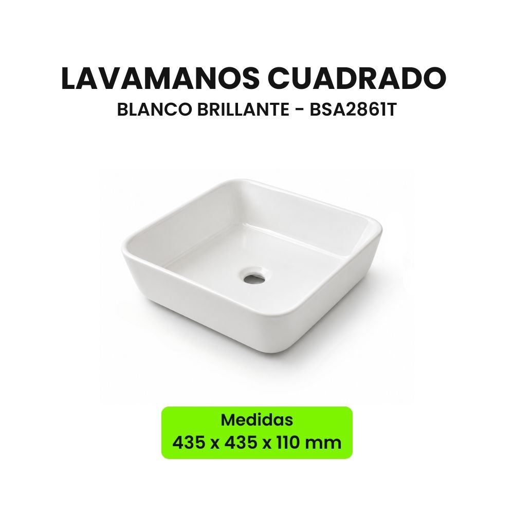 LAVAMANOS CUADRADO | BLANCO BRILLANTE – BSA2861T - Imagen 2